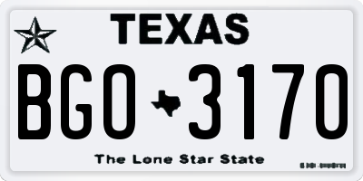 TX license plate BGO3170
