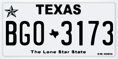 TX license plate BGO3173