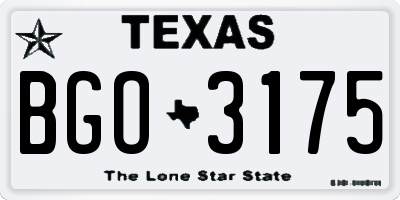 TX license plate BGO3175