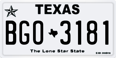 TX license plate BGO3181