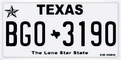 TX license plate BGO3190