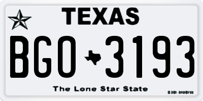 TX license plate BGO3193