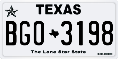 TX license plate BGO3198