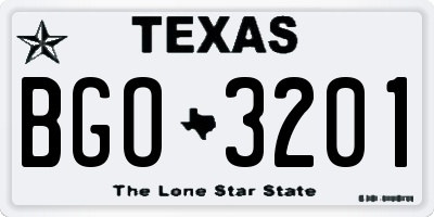 TX license plate BGO3201