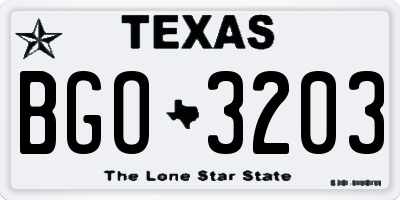 TX license plate BGO3203