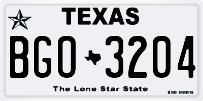TX license plate BGO3204