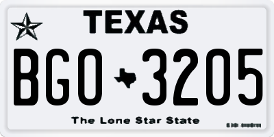 TX license plate BGO3205