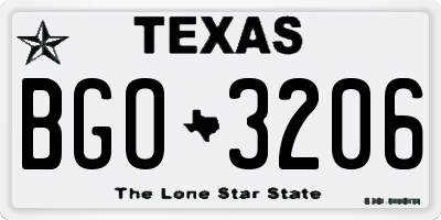 TX license plate BGO3206