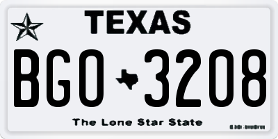 TX license plate BGO3208