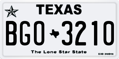 TX license plate BGO3210