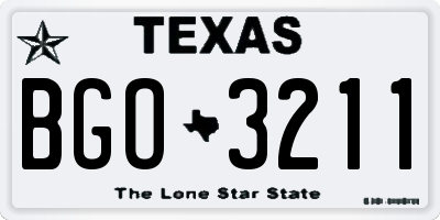 TX license plate BGO3211
