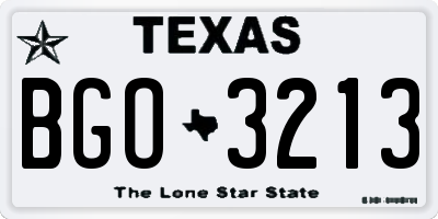 TX license plate BGO3213
