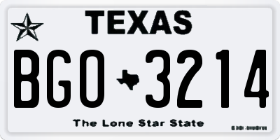 TX license plate BGO3214