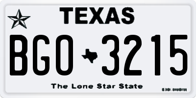 TX license plate BGO3215