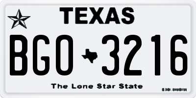 TX license plate BGO3216