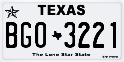 TX license plate BGO3221