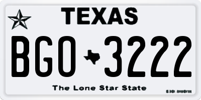 TX license plate BGO3222