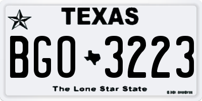 TX license plate BGO3223