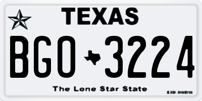 TX license plate BGO3224