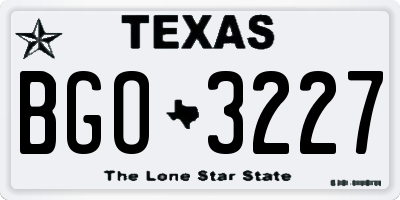 TX license plate BGO3227