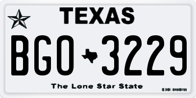 TX license plate BGO3229