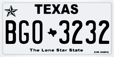 TX license plate BGO3232