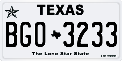 TX license plate BGO3233
