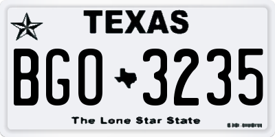TX license plate BGO3235