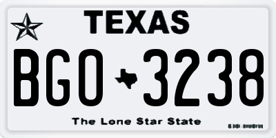 TX license plate BGO3238