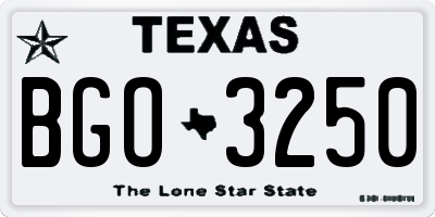 TX license plate BGO3250