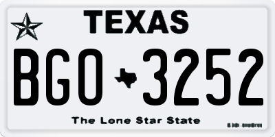 TX license plate BGO3252