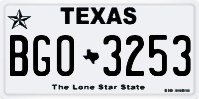 TX license plate BGO3253