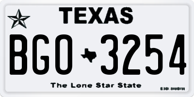 TX license plate BGO3254