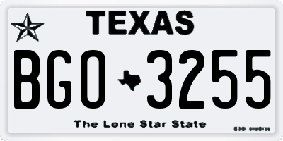 TX license plate BGO3255