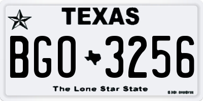 TX license plate BGO3256