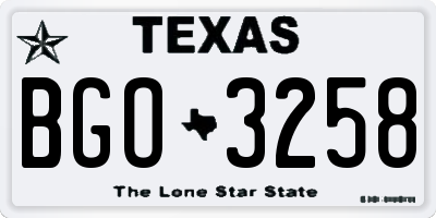 TX license plate BGO3258