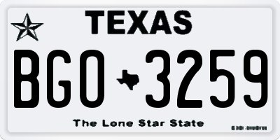 TX license plate BGO3259