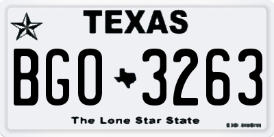 TX license plate BGO3263