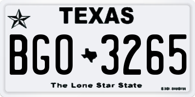 TX license plate BGO3265