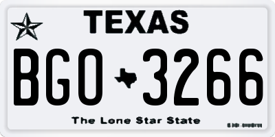 TX license plate BGO3266