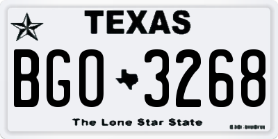 TX license plate BGO3268