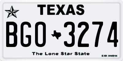 TX license plate BGO3274