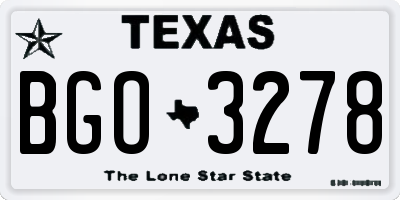 TX license plate BGO3278