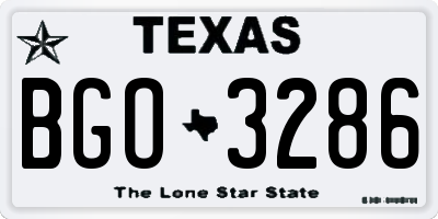 TX license plate BGO3286