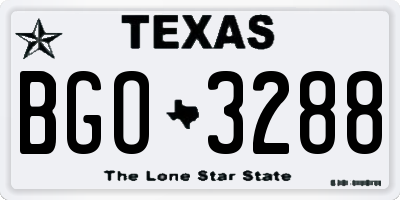 TX license plate BGO3288