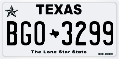 TX license plate BGO3299