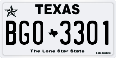 TX license plate BGO3301