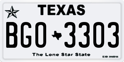 TX license plate BGO3303