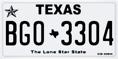 TX license plate BGO3304