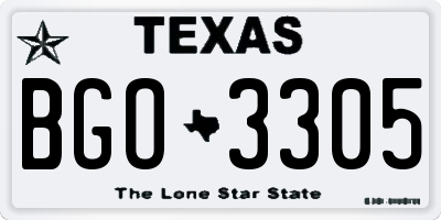 TX license plate BGO3305